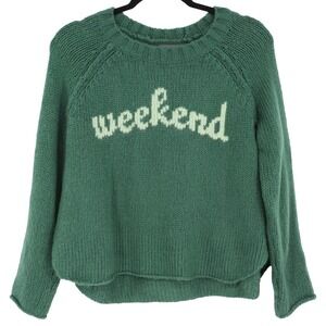 Wooden Ships Women's Weekend Sweater Size XS Green Chunky Knit Wool Mohair Blend